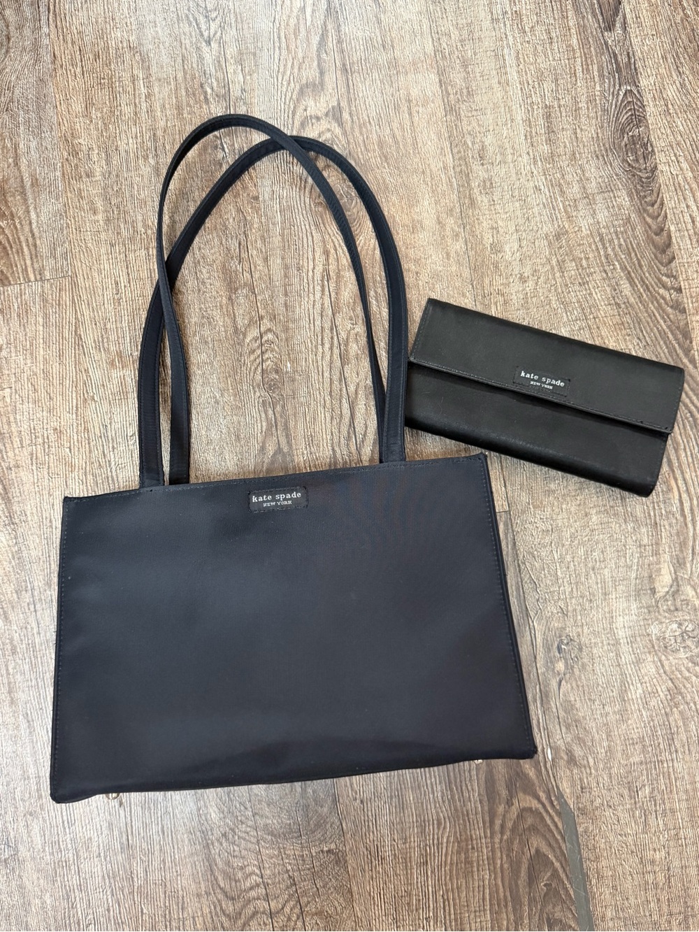 Vintage kate spade Black Nylon Tote with Matching Black Wallet